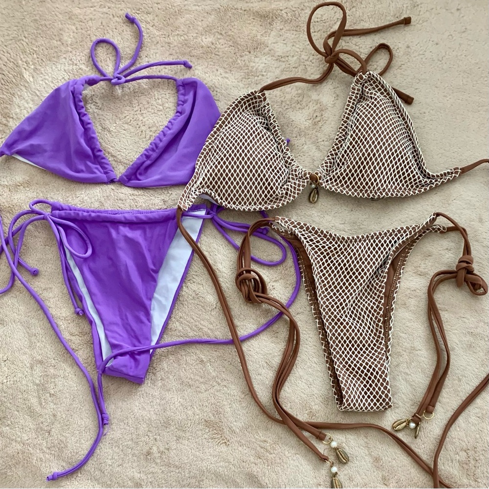 Purple and Brown Bikini Set